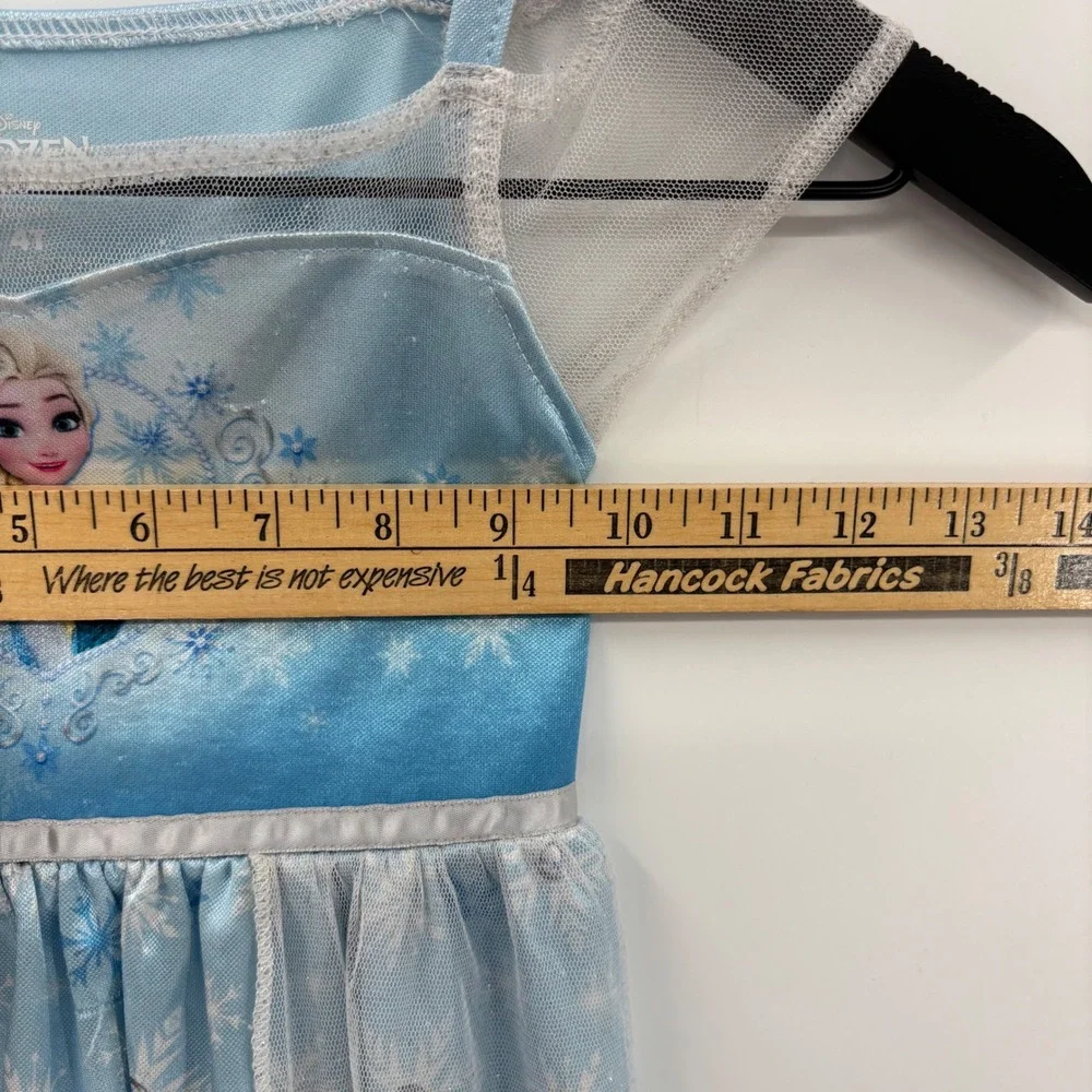 Disney Frozen Elsa Nightgown Kids 4T Blue Snowflake Princess Gown Sleepwear Cute